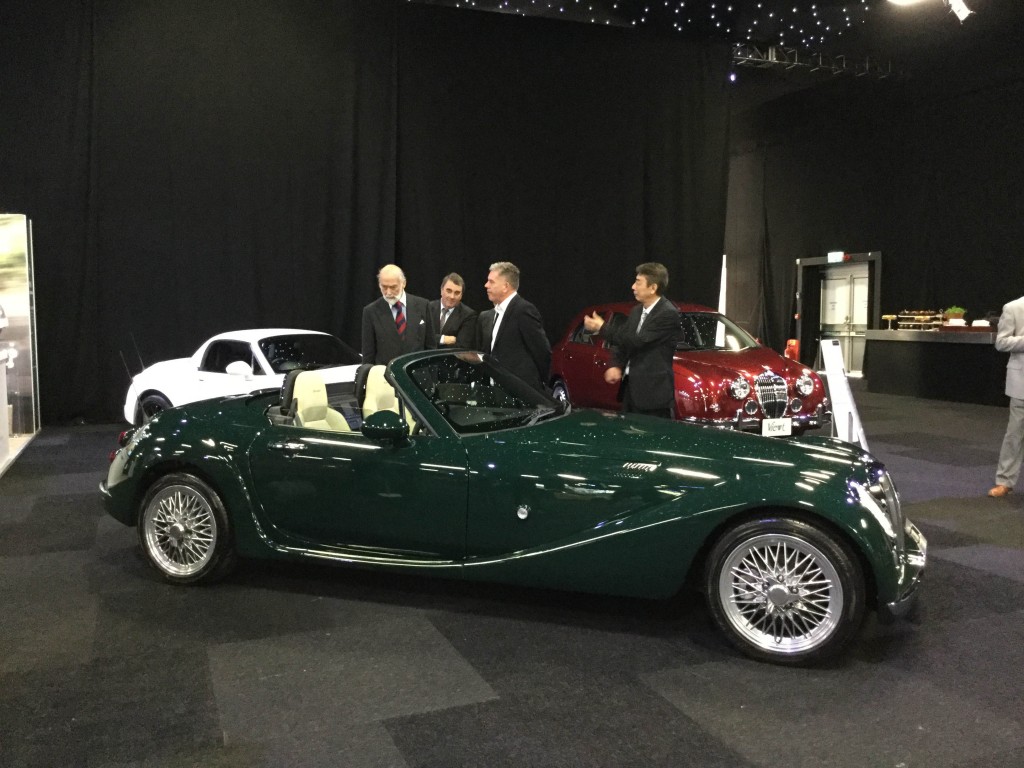 The Prince Michael of Kent talking about the Mitsuoka at the London Motor Show