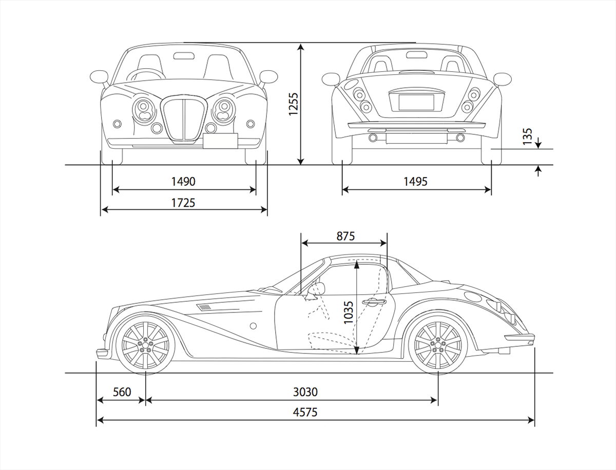 Mitsuoka Roadster Dimensions